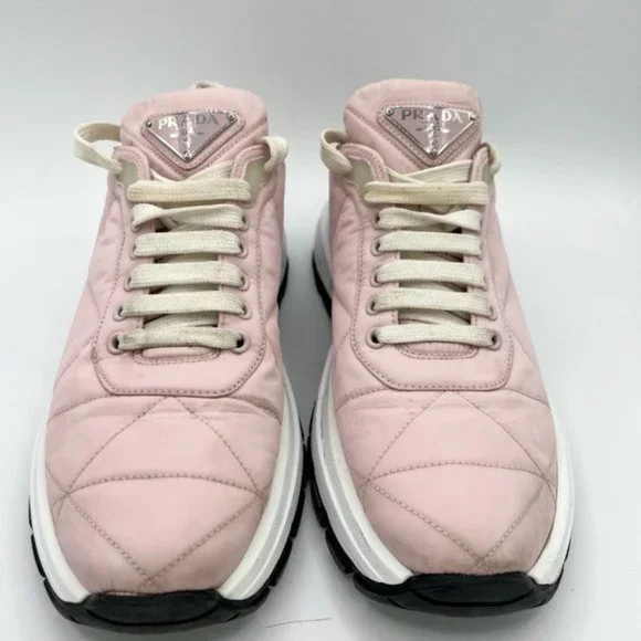 Prada Light Pink Piuma Runner Quilted Nylon Sneakers Preowned